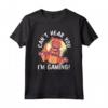 Can't Hear You I'm Gaming | T-Rex Dinosaur Funny Gamer Gift Maglietta - Cool Gaming T-Shirt for Men/Women