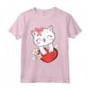Gatto Gattino Carino con Fiocco Rosa e Cuore - Maglietta per Amanti dei Gatti - Ideale per San Valentino o Festa della Mamma