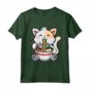 Kawaii Ramen Cat Giapponese Anime Apparel Maglietta - Maglietta divertente con Gatto Maneki-neko e Ramen per gli amanti dei Gatti