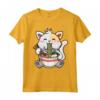 Kawaii Ramen Cat Giapponese Anime Apparel Maglietta - Maglietta divertente con Gatto Maneki-neko e Ramen per gli amanti dei Gatti