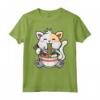 Kawaii Ramen Cat Giapponese Anime Apparel Maglietta - Maglietta divertente con Gatto Maneki-neko e Ramen per gli amanti dei Gatti