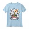 Kawaii Ramen Cat Giapponese Anime Apparel Maglietta - Maglietta divertente con Gatto Maneki-neko e Ramen per gli amanti dei Gatti