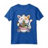 Kawaii Ramen Cat Giapponese Anime Apparel Maglietta - Maglietta divertente con Gatto Maneki-neko e Ramen per gli amanti dei Gatti