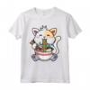 Kawaii Ramen Cat Giapponese Anime Apparel Maglietta - Maglietta divertente con Gatto Maneki-neko e Ramen per gli amanti dei Gatti