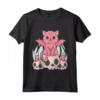 Kawaii Gatto Pastel Goth Cute Creepy Demon Cat and Skull Maglietta - Design Estetico Anime Goth Giapponese - Perfetta per Amanti Kawaii e Goth