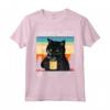 Funny Black Cat I Drink Coffee and I Hate People Maglietta - Perfect Gift for Cat and Coffee Lovers