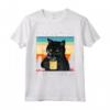 Funny Black Cat I Drink Coffee and I Hate People Maglietta - Perfect Gift for Cat and Coffee Lovers
