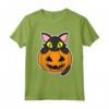 Gatto Nero Seduto in una Zucca - Halloween Maglietta per Amanti dei Gatti - Perfetta per Feste e Party Halloween
