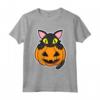Gatto Nero Seduto in una Zucca - Halloween Maglietta per Amanti dei Gatti - Perfetta per Feste e Party Halloween