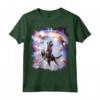 Laser Eyes Space Cat On Llama Dinosaur - Rainbow Maglietta - Design Divertente per Amanti degli Animali