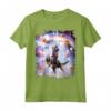 Laser Eyes Space Cat On Llama Dinosaur - Rainbow Maglietta - Design Divertente per Amanti degli Animali