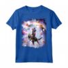 Laser Eyes Space Cat On Llama Dinosaur - Rainbow Maglietta - Design Divertente per Amanti degli Animali