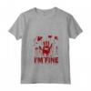 I'm Fine - Sarcastic Movie Halloween Umorismo Zombie Bloody Maglietta con Collo a V - Perfetta per Halloween e Film Horror