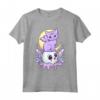 Kawaii - Gatto e Teschio Pastello, Motivo Goth Maglietta - Strega Pagana Occulta Gotica Wicca - Nu Goth Estetico