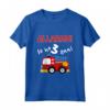 Bambino Maglietta Camion dei Pompieri 3 ° Compleanno Ragazzo 3 Anni - Regalo Divertente