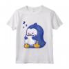 Carino Pinguino Dormire Abbraccio Cuscino Kawaii Maglietta - Ideale per Bambini, Ragazze e Adolescenti - Regalo Divertente