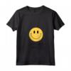 Donna Happy Mind Happy Life Yellow Smile Face Motivazione Citazione Tee Maglietta con Collo a V - Felicità Anni '70 e Estetica Retro