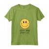 Donna Happy Mind Happy Life Yellow Smile Face Motivazione Citazione Tee Maglietta con Collo a V - Felicità Anni '70 e Estetica Retro
