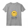 Donna Happy Mind Happy Life Yellow Smile Face Motivazione Citazione Tee Maglietta con Collo a V - Felicità Anni '70 e Estetica Retro