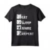 Maglietta Eat Sleep Anime Repeat - Divertente Idea Regalo in Stile Manga Giapponese - Regalo di Natale e Compleanno per Appassionati di Anime e Cultura Giapponese