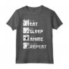 Maglietta Eat Sleep Anime Repeat - Divertente Idea Regalo in Stile Manga Giapponese - Regalo di Natale e Compleanno per Appassionati di Anime e Cultura Giapponese