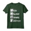 Maglietta Eat Sleep Anime Repeat - Divertente Idea Regalo in Stile Manga Giapponese - Regalo di Natale e Compleanno per Appassionati di Anime e Cultura Giapponese