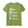 Maglietta Eat Sleep Anime Repeat - Divertente Idea Regalo in Stile Manga Giapponese - Regalo di Natale e Compleanno per Appassionati di Anime e Cultura Giapponese