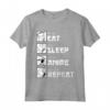 Maglietta Eat Sleep Anime Repeat - Divertente Idea Regalo in Stile Manga Giapponese - Regalo di Natale e Compleanno per Appassionati di Anime e Cultura Giapponese