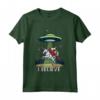 Gesù & Santa Equitazione Su Unicorno - Maglia a Manica Lunga Alien UFO Natale - Believe nella Magia Natalizia - Ideale Regalo di Natale