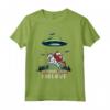 Gesù & Santa Equitazione Su Unicorno - Maglia a Manica Lunga Alien UFO Natale - Believe nella Magia Natalizia - Ideale Regalo di Natale