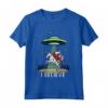 Gesù & Santa Equitazione Su Unicorno - Maglia a Manica Lunga Alien UFO Natale - Believe nella Magia Natalizia - Ideale Regalo di Natale
