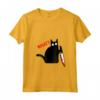 Donna Buffo Gatto Nero Assassino con Coltello - Gatto Nero COSA? Maglietta con Collo a V - Ideale per Halloween o Feste in Costume