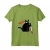 Donna Buffo Gatto Nero Assassino con Coltello - Gatto Nero COSA? Maglietta con Collo a V - Ideale per Halloween o Feste in Costume