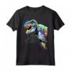 Jurassic World Colorful Neon T-Rex Portrait Maglietta - Officially Licensed HapTiger Apparel for Dinosaur Fans.
