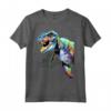 Jurassic World Colorful Neon T-Rex Portrait Maglietta - Officially Licensed HapTiger Apparel for Dinosaur Fans.