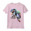 Jurassic World Colorful Neon T-Rex Portrait Maglietta - Officially Licensed HapTiger Apparel for Dinosaur Fans.