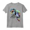Jurassic World Colorful Neon T-Rex Portrait Maglietta - Officially Licensed HapTiger Apparel for Dinosaur Fans.