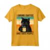 Funny Black Cat I Drink Coffee and I Hate People Maglietta - Cool Cat Lover Tee for Introverts