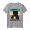Funny Black Cat I Drink Coffee and I Hate People Maglietta - Cool Cat Lover Tee for Introverts