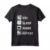 Eat Sleep Anime Repeat - Maglietta Cosplay Otaku Giappone Kawaii Manga - Taglio Classico e Leggera