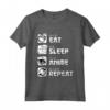 Eat Sleep Anime Repeat - Maglietta Cosplay Otaku Giappone Kawaii Manga - Taglio Classico e Leggera