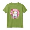 Kawaii Cat Boba Tea Bubble Tea Giapponese Cherry Blossom Anime Maglietta - Stampa Kawaii - Ideale per Amanti degli Anime