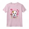 Kawaii Cat Boba Tea Bubble Tea Giapponese Cherry Blossom Anime Maglietta - Stampa Kawaii - Ideale per Amanti degli Anime