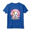 Kawaii Cat Boba Tea Bubble Tea Giapponese Cherry Blossom Anime Maglietta - Stampa Kawaii - Ideale per Amanti degli Anime