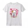 Kawaii Cat Boba Tea Bubble Tea Giapponese Cherry Blossom Anime Maglietta - Stampa Kawaii - Ideale per Amanti degli Anime