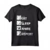 Maglietta Eat Sleep Anime Repeat - Divertente Idea Regalo in Stile Manga Giapponese - Regalo Compleanno e Natale per Amanti dell'Anime