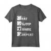 Maglietta Eat Sleep Anime Repeat - Divertente Idea Regalo in Stile Manga Giapponese - Regalo Compleanno e Natale per Amanti dell'Anime