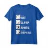 Maglietta Eat Sleep Anime Repeat - Divertente Idea Regalo in Stile Manga Giapponese - Regalo Compleanno e Natale per Amanti dell'Anime