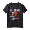 Bambino Pompiere Vigile del Fuoco - Allarme! Io Ho 4 Anni Compleanno Maglietta per Bambini Asilo - Idea Regalo Nipotino