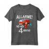 Bambino Pompiere Vigile del Fuoco - Allarme! Io Ho 4 Anni Compleanno Maglietta per Bambini Asilo - Idea Regalo Nipotino